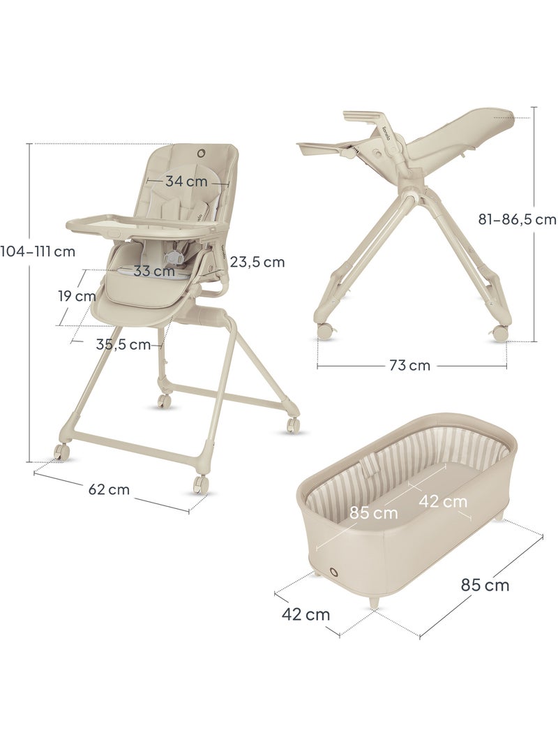 Cuna 3 en 1 LIONELO Maddie Set - Evolutiva - Trona - Plegable - Hasta 15 kg - 4 ruedas Beige - Kiabi