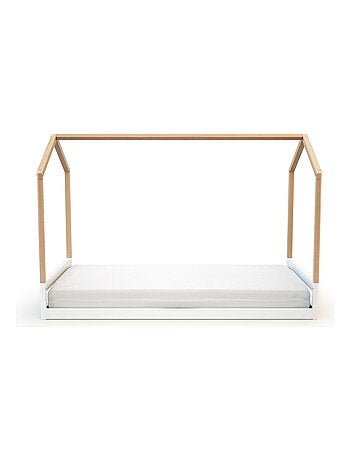 AT4 - Cuna bebé casita evolutiva KASA madera - Haya Barnizada - 70 x 140 - 146 x 74.50 x 162.50 cm