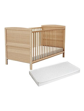 Cuna bebé con lateral abatible con colchón LUNA madera