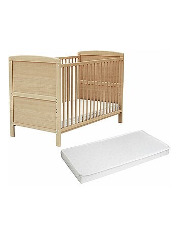 Cuna bebé con lateral abatible con colchón LUNA madera