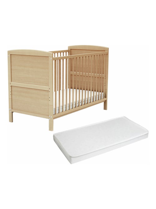 Cuna bebé con lateral abatible con colchón LUNA madera - Kiabi Cuna bebé con lateral abatible con colchón LUNA madera - Kiabi
