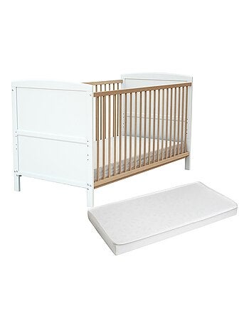 Cuna bebé con lateral abatible con colchón LUNA madera