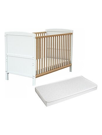 Cuna bebé con lateral abatible con colchón LUNA madera