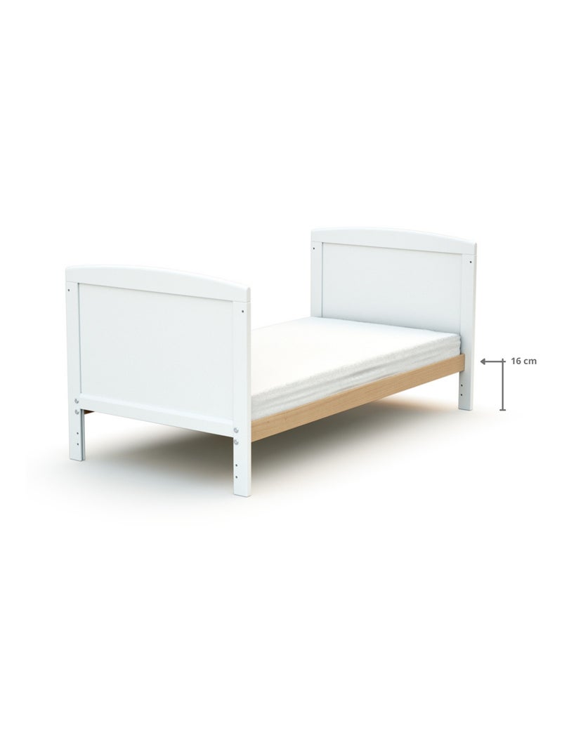 Cuna bebé con lateral abatible con colchón LUNA madera Beige/Blanco - Kiabi