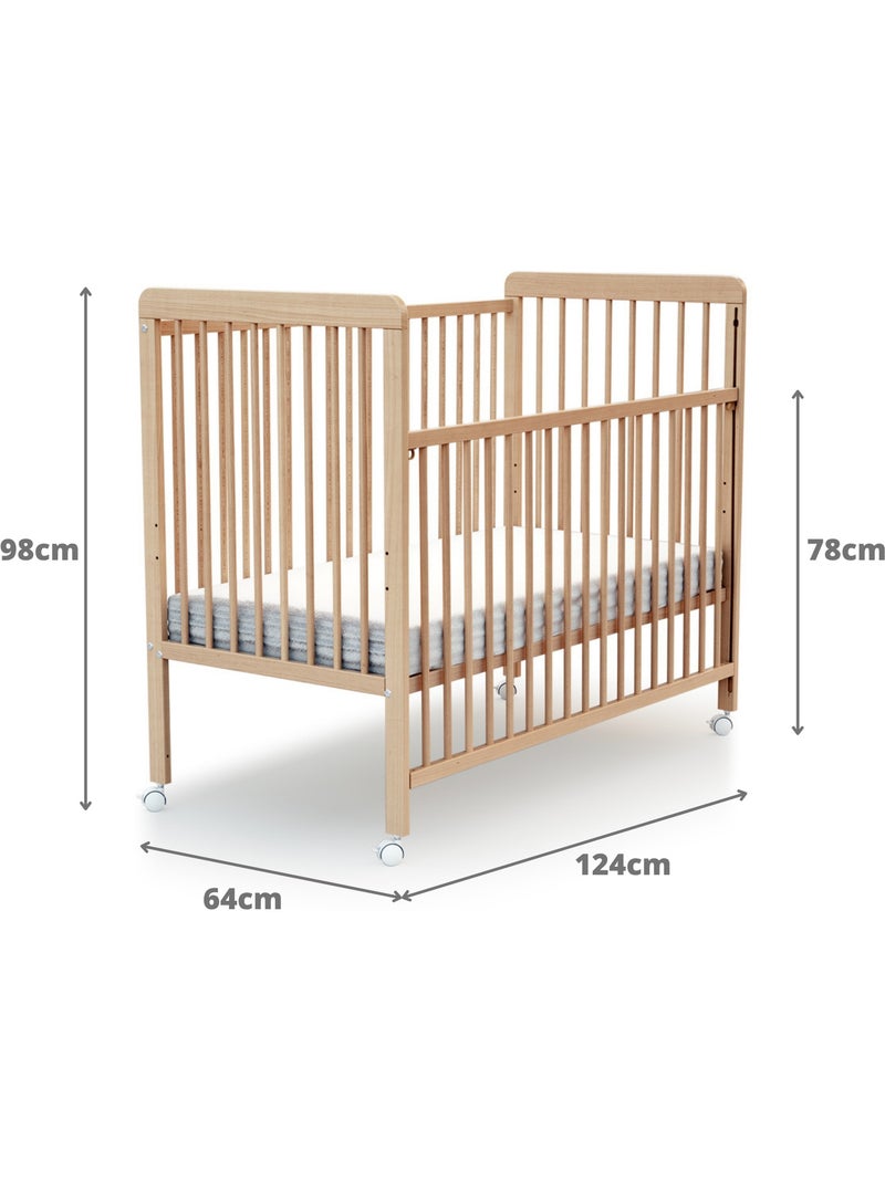 Cuna bebé con lateral abatible livo madera Beige claro - Kiabi