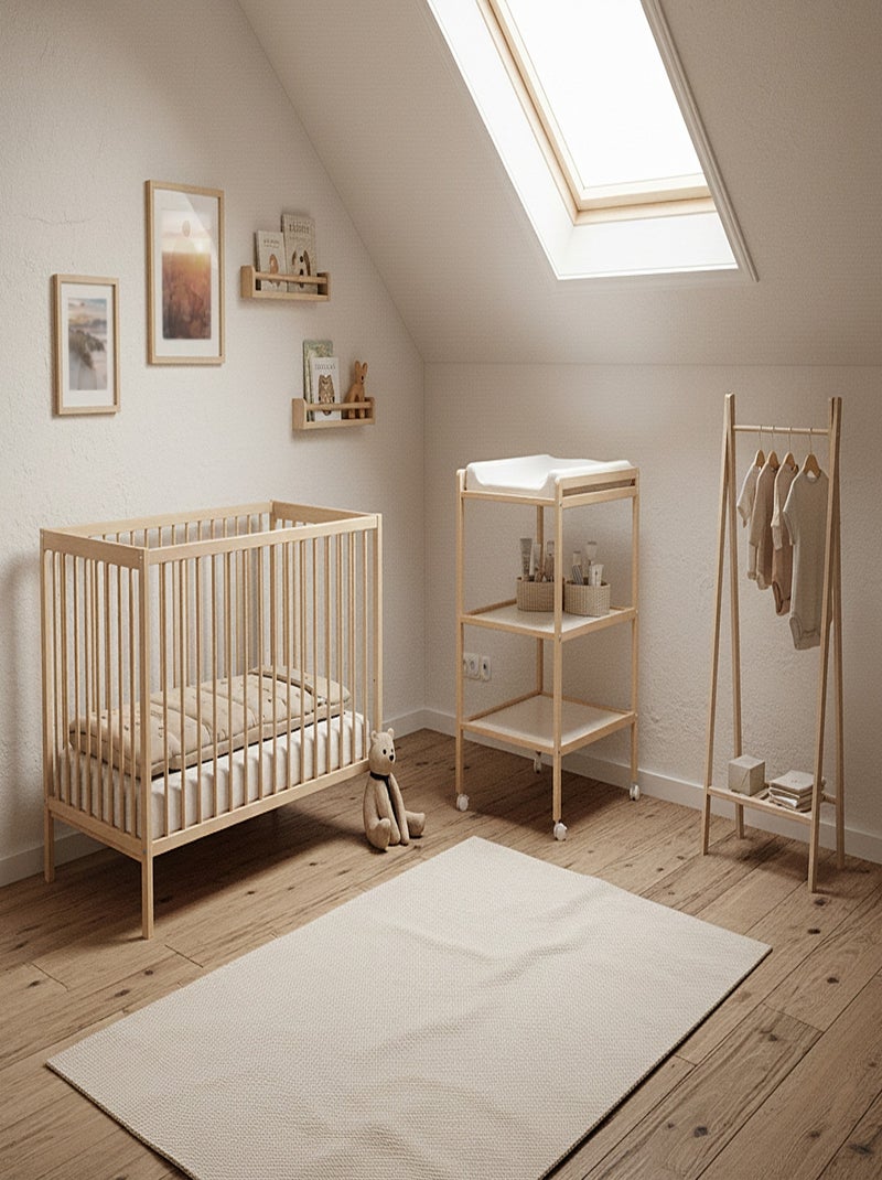 Cuna bebe sona madera Marrón avellana - Kiabi