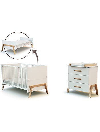 Cuna bebé y cómoda cambiador 3 cajones canaille madera
