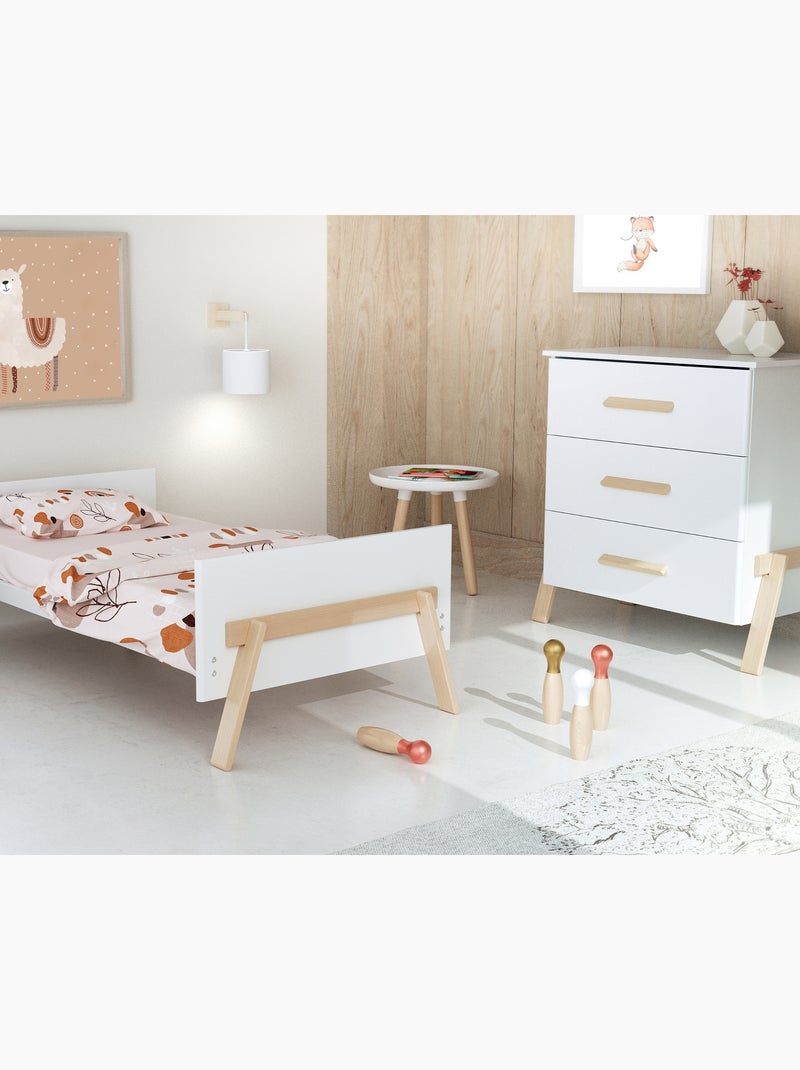 Cuna bebé y cómoda cambiador 3 cajones canaille madera Blanco Marrón - Kiabi