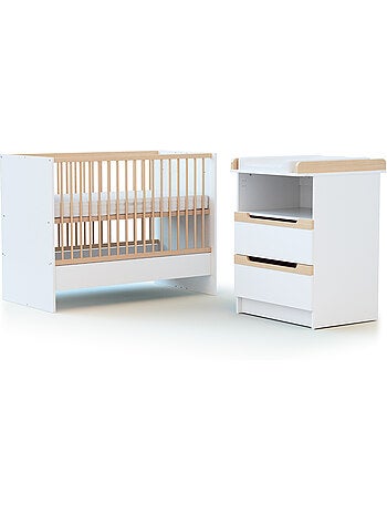 Cuna bebé y cómoda cambiador carrousel madera