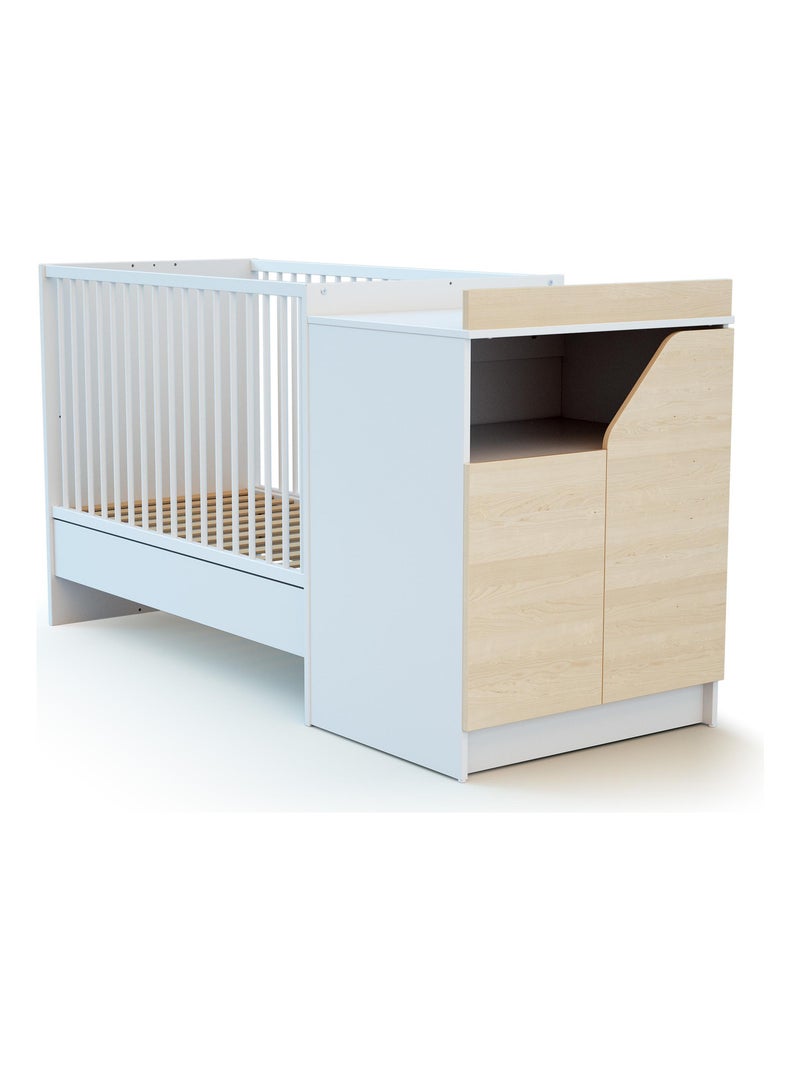 Cuna bebé y cómoda cambiador evolutiva CARNAVAL madera Blanco Beige - Kiabi
