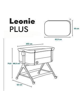 Cuna colecho 3 en 1 Leonie Plus de LIONELO - 0-9 kg - Altura e inclinación ajustables
