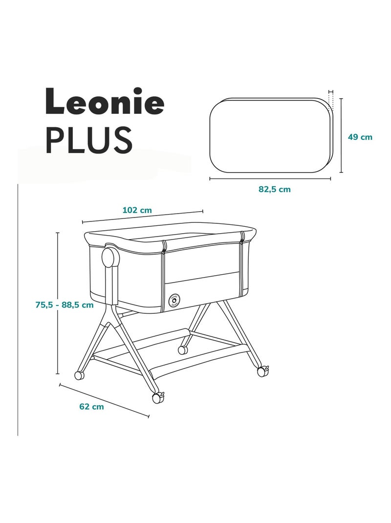 Cuna colecho 3 en 1 Leonie Plus de LIONELO - 0-9 kg - Altura e inclinación ajustables Gris - Kiabi
