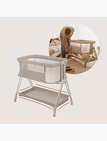 Cuna colecho convertible LIONELO Luna - 0-9 kg - Colchón incluido - Altura e inclinación regulables