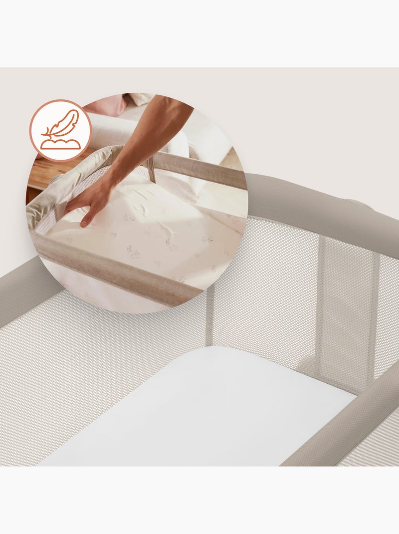 Cuna colecho convertible LIONELO Luna - 0-9 kg - Colchón incluido - Altura e inclinación regulables Beige - Kiabi