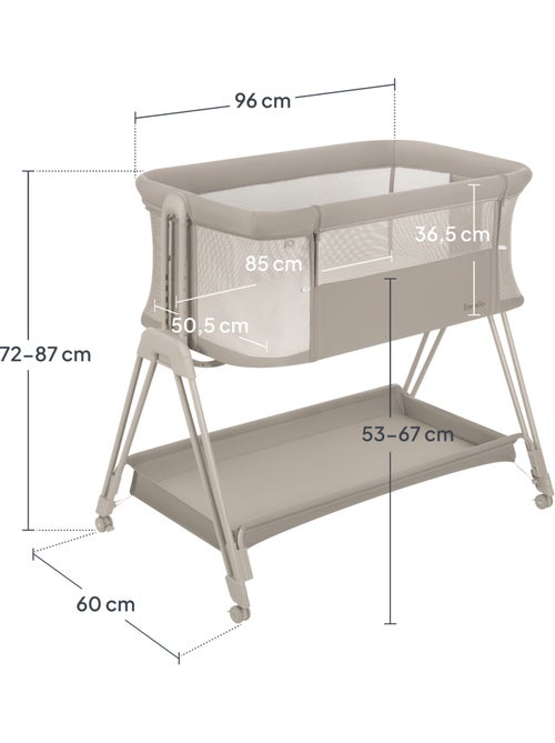 Cuna colecho convertible LIONELO Luna - 0-9 kg - Colchón incluido - Altura e inclinación regulables - Kiabi