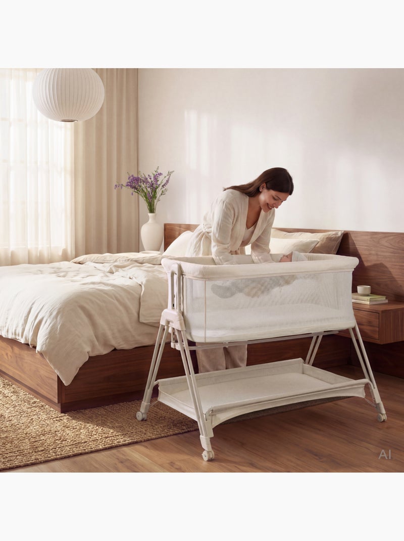 Cuna colecho convertible lionelo luna - 0-9 kg - colchón incluido - altura e inclinación regulables Blanco - Kiabi