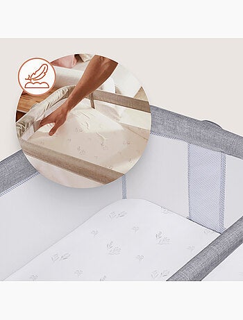 Cuna colecho convertible LIONELO Luna - 0-9 kg - Colchón incluido - Altura e inclinación regulables