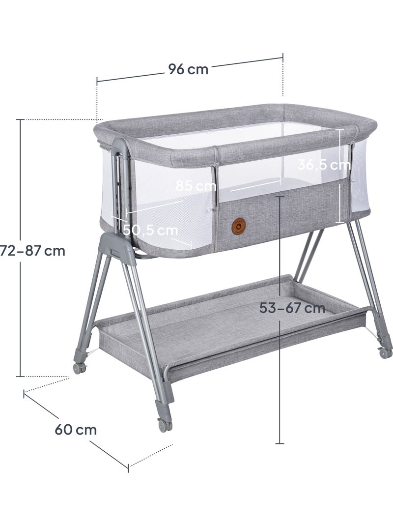 Cuna colecho convertible LIONELO Luna - 0-9 kg - Colchón incluido - Altura e inclinación regulables Gris - Kiabi