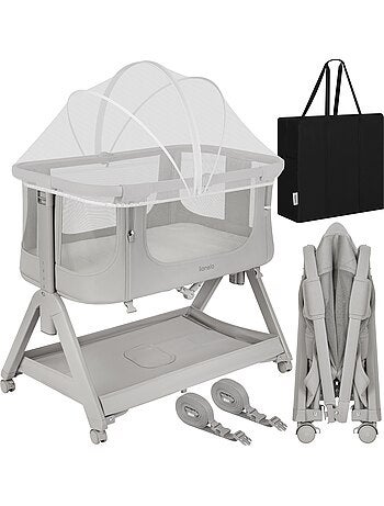 Cuna colecho convertible lionelo luna - 0-9 kg - colchón incluido - altura e inclinación regulables