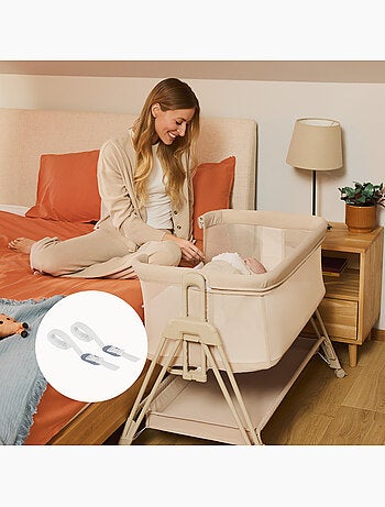 Cuna colecho convertible LIONELO Luna - 0-9 kg - Colchón incluido - Altura e inclinación regulables