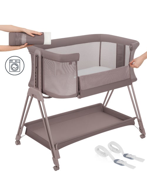 Cuna colecho convertible LIONELO Luna - 0-9 kg - Colchón incluido - Altura e inclinación regulables - Kiabi