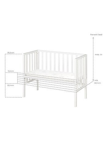 Cuna colecho para recién nacido con colchón transpirable, barrera y revestimiento de malla 'Roba'