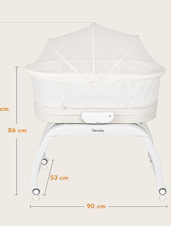 Cuna Colecho y Cama LIONELO Coral - Cuna hasta 9 kg - Ruedas - 5 velocidades - Mando a distancia