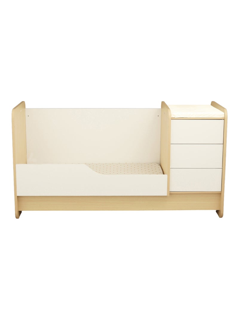 Cuna combinada 140x70 evolutiva en 90x190 con cómoda cambiador de 3 - SAUTHON Beige/Blanco - Kiabi