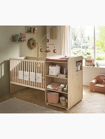 Cuna combinada de 60 x 120, ampliable a 90 x 190, con acabado en madera de - SAUTHON