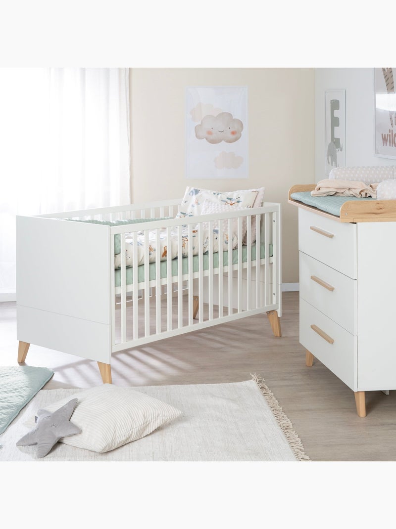 Cuna combinada minimalista 70 × 140 cm Leon Roba Blanco - Kiabi