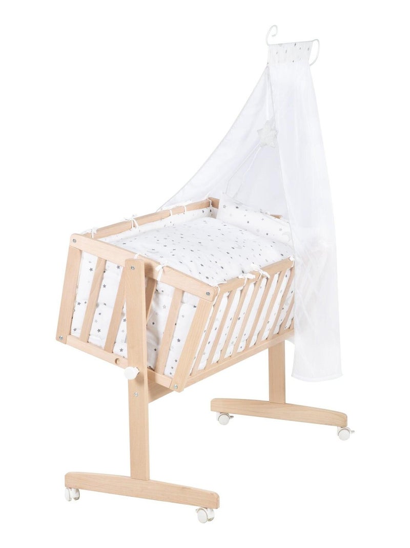 Cuna completa en haya maciza orgánica - diseño estrellas - 'Roba Sternenzauber' Marrón claro - Kiabi