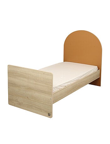 Cuna convertible de 120x60 a 90x190 - decoración en madera de roble sepia, forma de - SAUTHON