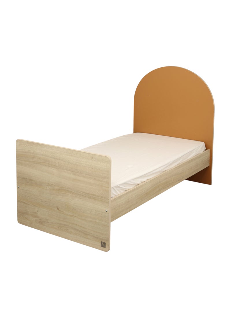 Cuna convertible de 120x60 a 90x190 - decoración en madera de roble sepia, forma de - SAUTHON Marrón caramelo - Kiabi