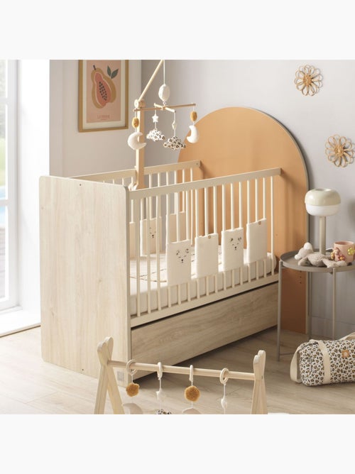 Cuna convertible de 120x60 a 90x190 - decoración en madera de roble sepia, forma de - SAUTHON - Kiabi