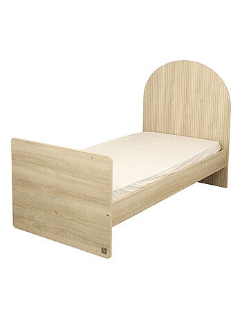 Cuna convertible de 120x60 a 90x190 - decoración en madera de roble sepia, forma de - SAUTHON