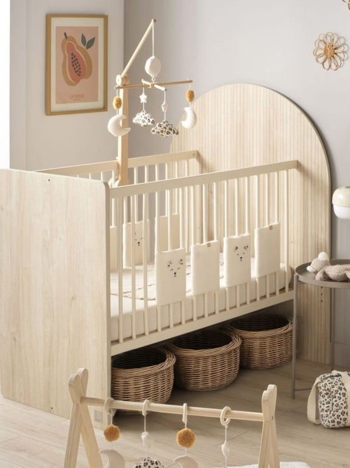 Cuna convertible de 120x60 a 90x190 - decoración en madera de roble sepia, forma de - SAUTHON - Kiabi