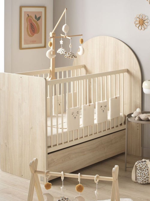 Cuna convertible de 120x60 a 90x190 - decoración en madera de roble sepia, forma de - SAUTHON - Kiabi