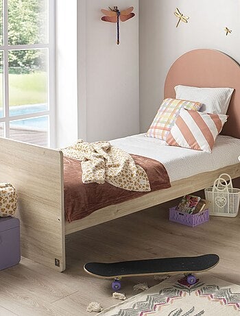 Cuna convertible de 120x60 a 90x190 - decoración en madera de roble sepia, forma de - SAUTHON