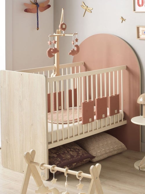 Cuna convertible de 120x60 a 90x190 - decoración en madera de roble sepia, forma de - SAUTHON - Kiabi