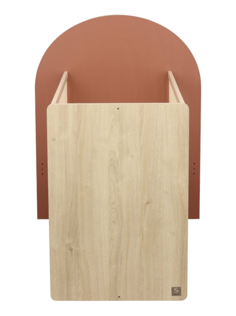 Cuna convertible de 120x60 a 90x190 - decoración en madera de roble sepia, forma de - SAUTHON Rojo - Kiabi