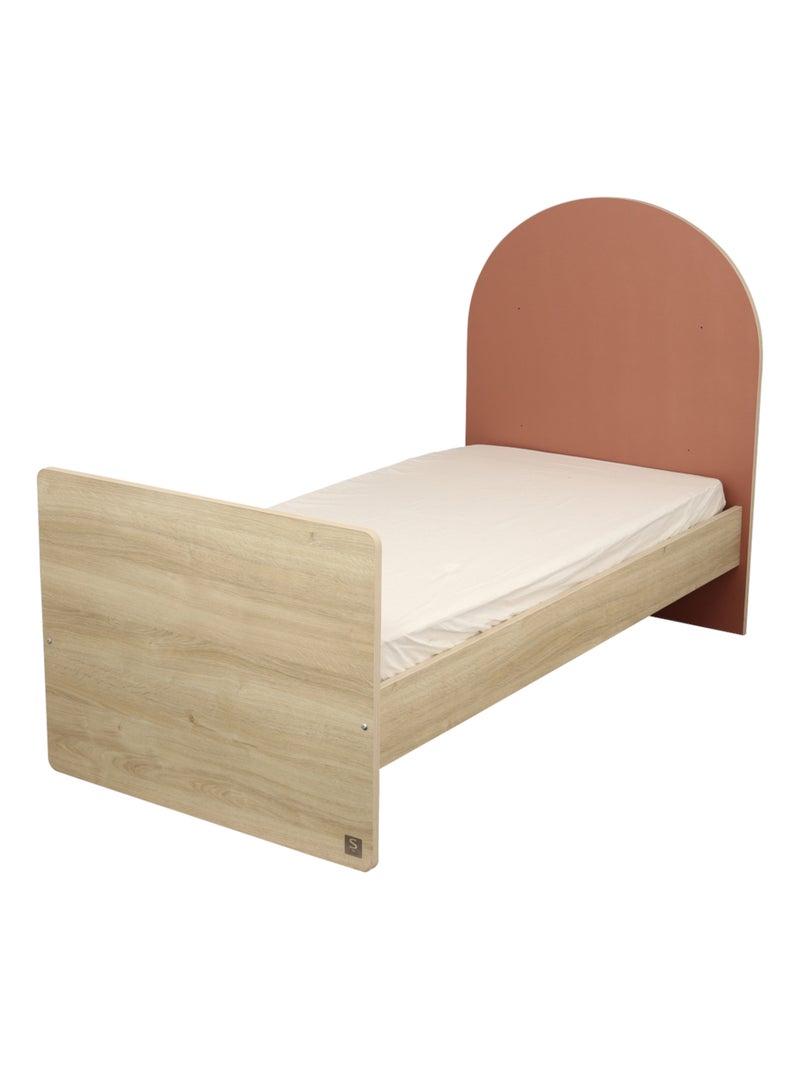 Cuna convertible de 120x60 a 90x190 - decoración en madera de roble sepia, forma de - SAUTHON Rojo - Kiabi