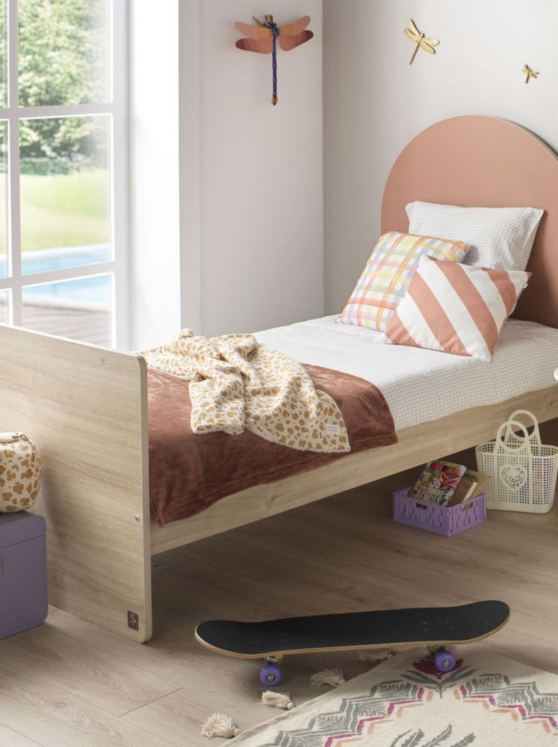 Cuna convertible de 120x60 a 90x190 - decoración en madera de roble sepia, forma de - SAUTHON Rojo - Kiabi