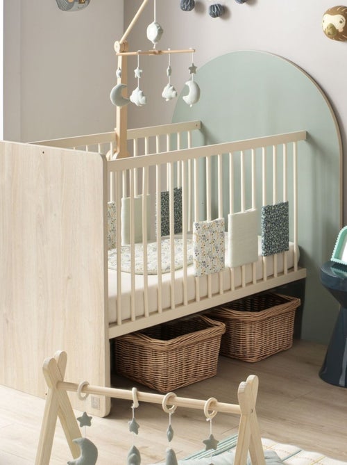 Cuna convertible de 120x60 a 90x190 - decoración en madera de roble sepia, forma de - SAUTHON - Kiabi