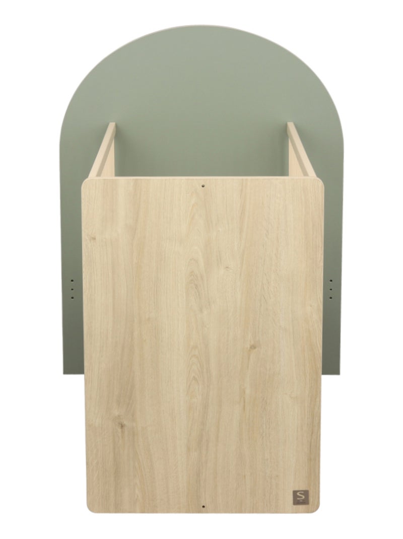 Cuna convertible de 120x60 a 90x190 - decoración en madera de roble sepia, forma de - SAUTHON Verde - Kiabi