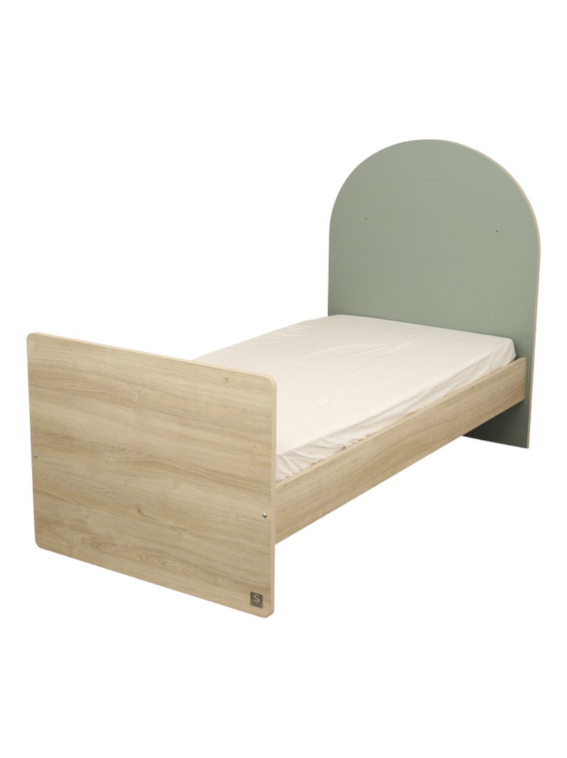 Cuna convertible de 120x60 a 90x190 - decoración en madera de roble sepia, forma de - SAUTHON Verde - Kiabi
