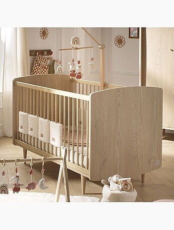Cuna convertible My Love, cama convertible 140x70 y cómoda - Roble - SAUTHON
