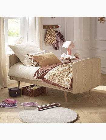 Cuna convertible My Love, cama convertible 140x70 y cómoda - Roble - SAUTHON