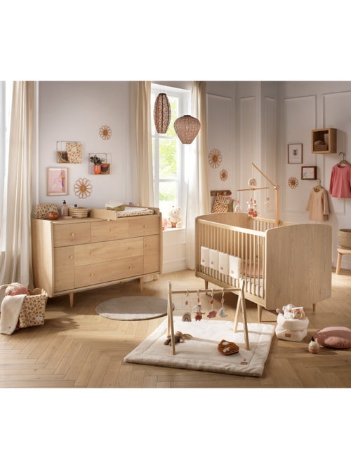 Cuna convertible My Love, cama convertible 140x70 y cómoda - Roble - SAUTHON - Kiabi