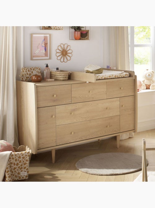 Cuna convertible My Love, cama convertible 140x70 y cómoda - Roble - SAUTHON - Kiabi