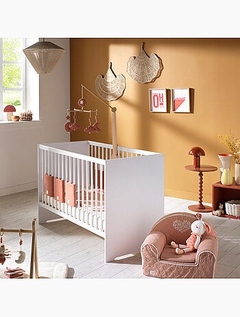 Cuna de 120 x 60 con cabeceros de paneles blancos - BABYPRICE